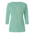thumbnail image 4 of Chemise de Noël pour Femmes Grande Taille Hauts Longs Imprimé Arbre de Noël Chemise Habillée Manches Courtes Col Rond Hauts Grande Taille Chandail Tunique, 4 of 4
