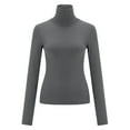 thumbnail image 4 of Pxiakgy Women's Long Sleeve Mock Turtleneck Shirts 2025 Base Layer Slim Fit Thermal Underwear Tops Lightweight Breathable Gym Yoga Athletic Shirts Sense Slim Pure Wind High Neck Base Top Grey Xl, 4 of 8