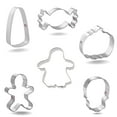 thumbnail image 2 of Trick or Treat Cookie Cutter 6 Pc Set - 4 in Candy Corn, 3 in Pumpkin, 3.5 in Mummy Monster, 3.25 in Candy, 3.25 in Skull, 4.25 in Ghost, 2 of 6