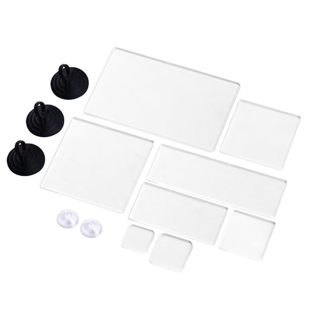yeacher 13 Pieces Set Transparent Acrylic Stamp Blocks Handle Block