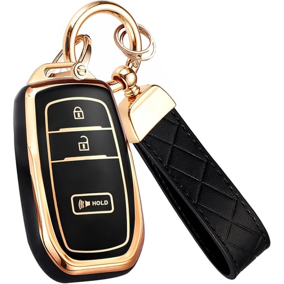 Key Fob Cover Compatible with Toyota Camry RAV4 Crown Corolla Cross Grand Highlander Land Cruiser Prius Sequoia Tundra Venza 4Runner Keychain Case Holder Protector,Black,3-Buttons