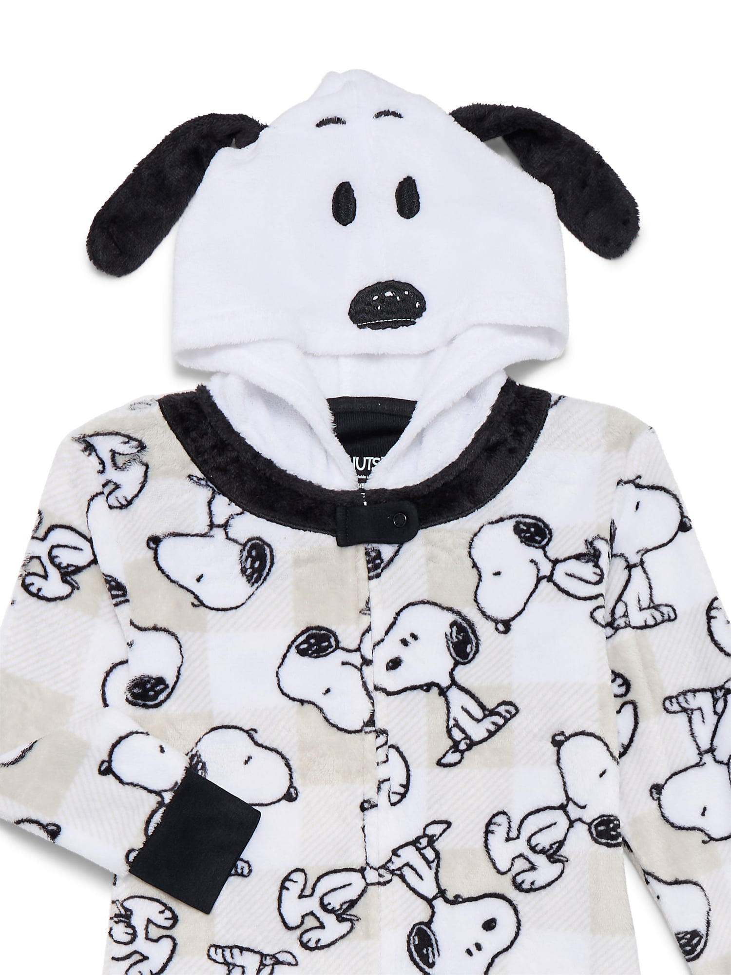 Peanuts Unisex Kids Snoopy Plaid Matching Family Pajamas One Piece, Sizes 4-16