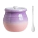 thumbnail image 5 of Recipiente de cerámica para cocina, despensa, 680 ml, tarros de especias con tapa y cuchara de cerámica Violeta, 5 of 9