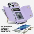 thumbnail image 5 of for iPhone 15 Case Wallet with Strap for Women,Crossbody Lanyard and Wristlet Strap,Zipper Pocket,Credit Card Holder,Stand Ring,Phone Wallet Cases(6.1 inch,Purple), 5 of 8