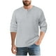 thumbnail image 2 of pstuiky camisas de manga larga para hombre, Camisa de entrenamiento de manga larga con cuello redondo y medio botón informal de colores sólidos para hombre Tops de hombre l, 2 of 9