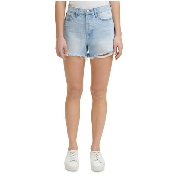 Calvin Klein Jeans Women's Cotton Frayed Denim Shorts High Rise Size 26