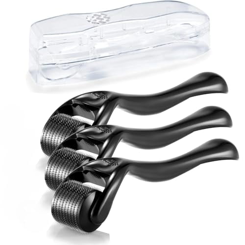 Derma Roller Microneedle Roller for Face with 3 Different Size(0.2mm,0.25mm,0.3mm) Beard Roller,Hair Face Skin Micro Needle Face Roller Scalp Roller