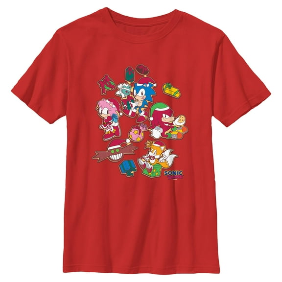 Boys Sonic the Hedgehog Christmas Cookies Logo T Shirt