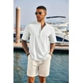 thumbnail image 2 of COOFANDY Men's Linen Henley Shirts Summer Beach Short Sleeve Loose Fit T Shirt Button Up Lightweight Casual Tee, 2 of 9