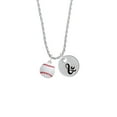 thumbnail image 2 of Delight Jewelry Silvertone Large White Enamel Baseball Silvertone Script Initial Disc - & - Charm Necklace, 20"+3", 2 of 4