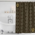 thumbnail image 3 of Brown Golden Floral Shower Curtain, Waterproof Shower Curtains for Bathroom, Modern Abstract Art Spring Flowers Washable Fabric Bathtub Curtain Set Bath Decor with 12 Hooks Stall 36"x72", 3 of 8
