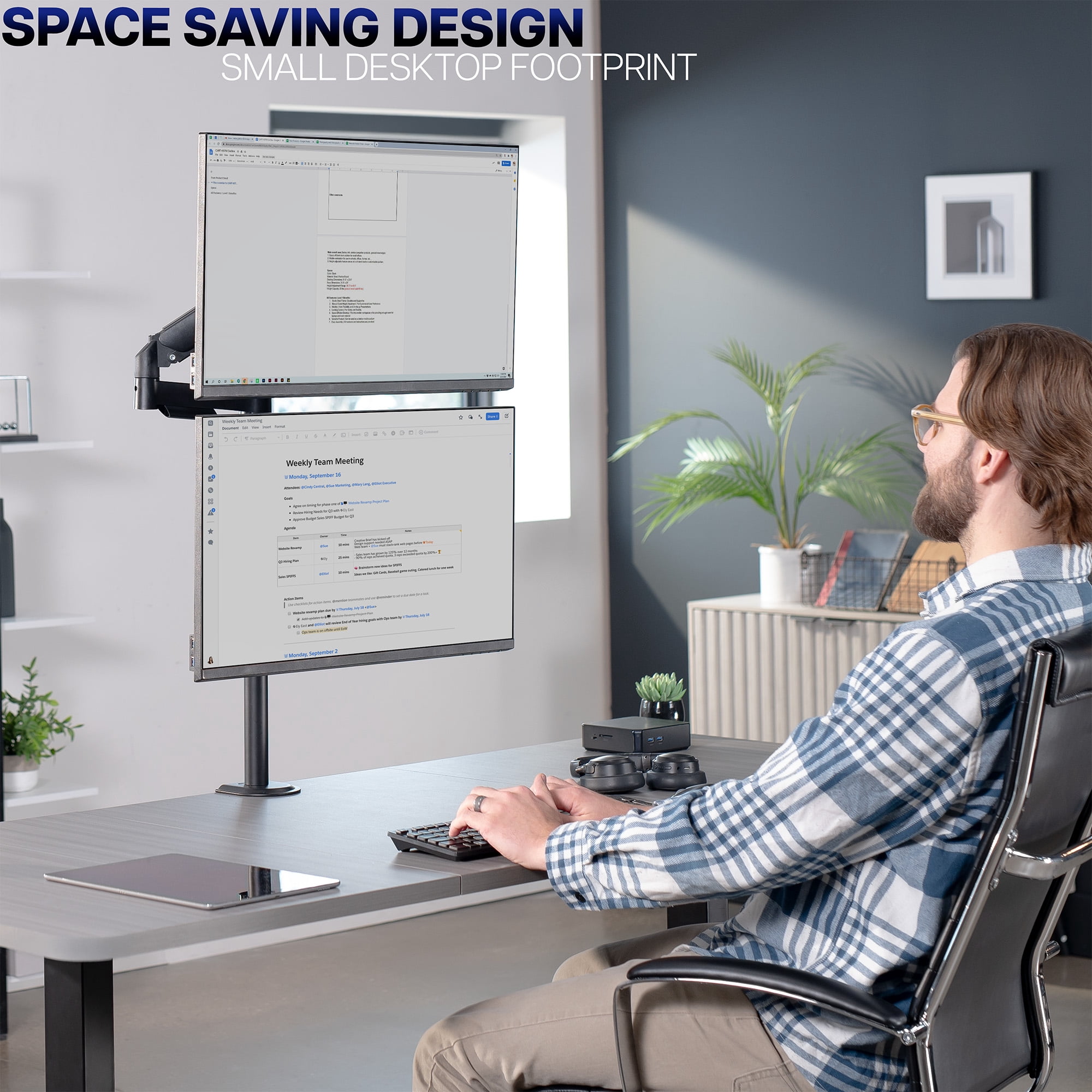 VIVO Extra Tall Dual 17" to 32" Monitor Mechanical Spring Sit-Stand Desk Mount