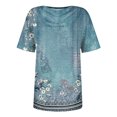thumbnail image 4 of YDFCWXW Short Sleeve Tops for Women Summer V Neck Shirts Casual Loose Fit Printed Blouses Blue, XXL, 4 of 4