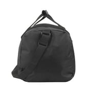 40 Liter 22 Inch Duffle Bag with Reflective Stripe, Front Accessory Pocket, Handles, Dual Zipper Closure and Luggage Strap for Traveling, Commuting, Sports and Gym Equipment in Black & Silver