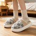 thumbnail image 4 of NexTorq Checkered Plaid Quilted Plush House Slippers Unisex Warm Winter Bedroom Footwear Closed Toe Mules Thick Sole Platform Anti-Slip Soft Comfort Lightweight Breathable US:10 (EU:44-45), 4 of 6