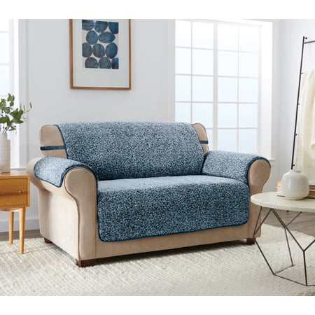 Innovative Textile Solutions 1-piece Cambridge Sherpa Loveseat Furniture Cover  Navy