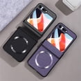 thumbnail image 3 of Built-in with Screen Protector for Samsung Galaxy Z Flip 5 5G Magnetic Case,Compatible with Magsafe, Flip5 Cloth Skin Vintage Women Men Cover (Gray), 3 of 11