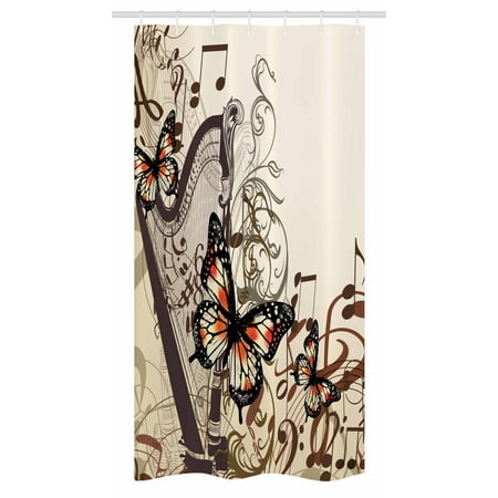 Butterflies Stall Shower Curtain Harp Ornament And Butterflies