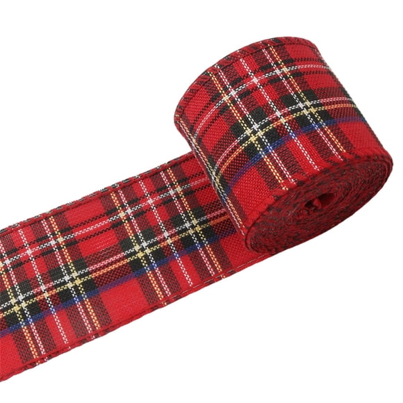Gift Wrapping Paper Christmas Plaid Burlap Ribbon Wired Edge Wrapping Ribbon Red and Green Plaid Ribbon for Xmas Tree Decoration Bows Craft Making Wrapping Sheet,Roll Paper,Decorative Paper,Kraft Pap