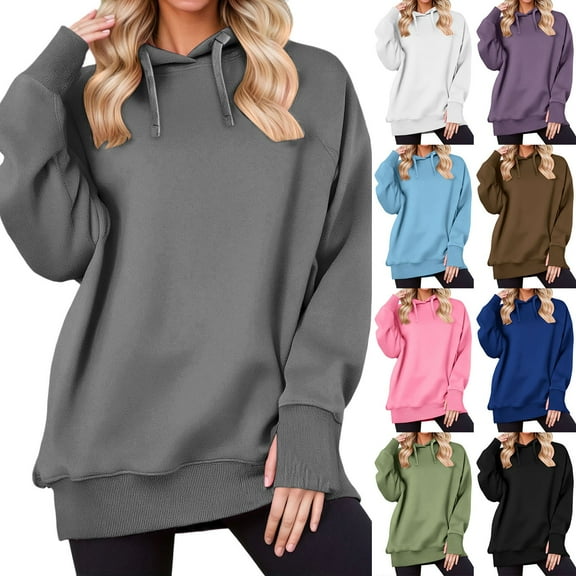 Gyexs Womens Oversized Hoodies with Thumb Hole Casual Long Sleeve Pullover Sweatshirts Y2k Clothes Fall Fashion Outfits 2025, Coffee, Size XXL