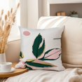 thumbnail image 3 of Ethan Taylor Botanical Throw Pillow Soft Cushion Cover 'Tropical Leaves III Tropical Leaves' Bohemian Pattern Decorative Square Accent Pillow Case, 16x16 Inches, Pink, Green, 3 of 5