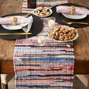 DII 14x72 Modern Recycled Cotton Yarn Chindi Rag Table Runner in Multi-Color