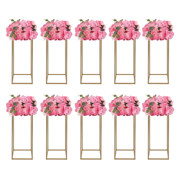 Toolven 10PCS Wedding Flower Stand, Gold Metal Rectangular Centerpiece Stand for Party and Event Decor, Modern DIY Floral Holder with High Stability and Easy Assembly, Ideal for Weddings and Banquets