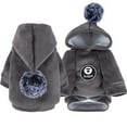 thumbnail image 2 of Pet Hoodie Pom Pom Keep Warmth Skin-friendly Thickened Dogs Hooded Sweatshirt for Winter-Grey,L, 2 of 8