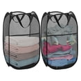 thumbnail image 1 of Cesto de ropa, plegable, de malla negra, plegable, 2 unidades, 1 of 7