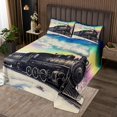 thumbnail image 2 of Erosebridal Retro Train Coverlet Set Queen, Rainbow Aurora Bedding Set, 3-Piece,, 2 of 5