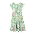 thumbnail image 3 of Riecok Summer Short - Sleeved Ruffled Round - Neck Easter - Printed Waist - Cinched Pocketed Tiered Dress for Girls Aged 6 - 15 Multicolor 12-13 Years, 3 of 5