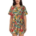 thumbnail image 1 of Fotbe Funny Owl Bird Conjunto de Pijama Estampado para Mujer, 2 Piezas, Ropa de Dormir con Camiseta de Manga Corta y Shorts Suaves-4X-Large, 1 of 6