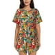thumbnail image 1 of Fotbe Funny Owl Bird Conjunto de Pijama Estampado para Mujer, 2 Piezas, Ropa de Dormir con Camiseta de Manga Corta y Shorts Suaves-Large, 1 of 6