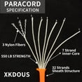 thumbnail image 3 of XKDOUS 550 Paracord 50ft Camo Green Parachute Cord, 100% Nylon 7 Strand Inner Core Type III Tactical Paracord Rope, Outside Survival Gear for Bracelets, Lanyards, Handle Wraps, Camping & Hiking, 3 of 5