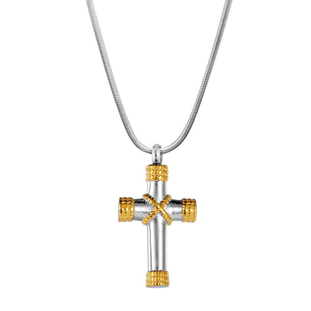 Anavia - Gold Hawser Cross Religious Cremation Urn Necklace for Ashes ...