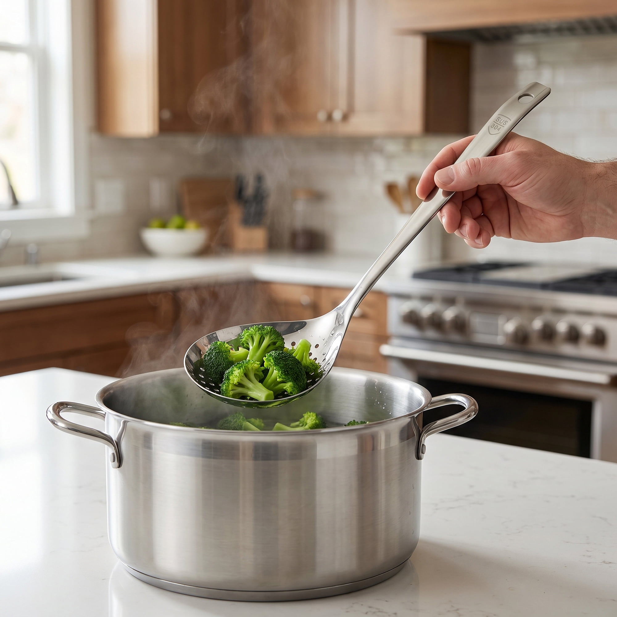 Unique Bargains Heat Resistant Spoon for Non Stick Cookware Slotted spoon-Silver 12.5"x3.1