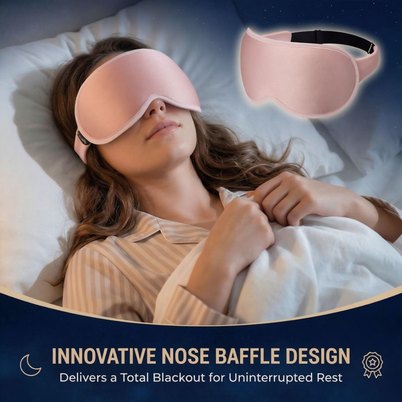 FACEMOON Memory Foam Weighted Soft Adjustable Blackout Sleep Eye Mask for Sleep Support w/ Storage Bag, 2 Pack