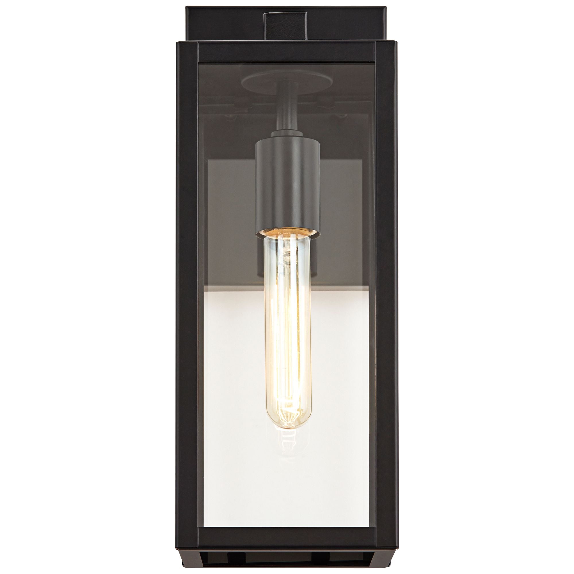 John Timberland Modern Outdoor Wall Light Fixture Mystic Black 14 1/4" Clear Glass Panel for Exterior Barn Deck House Porch Yard Patio Outside Garage