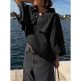 thumbnail image 6 of Womens Oversized Cropped Trench Coats Single Breasted 3/4 Sleeve Casual Button up Jackets, 6 of 8