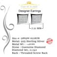 thumbnail image 3 of King of Bling's 925 Sterling Silver 0.15ct Diamond Small For Women's & Men's White Kite Earrings, 3 of 8
