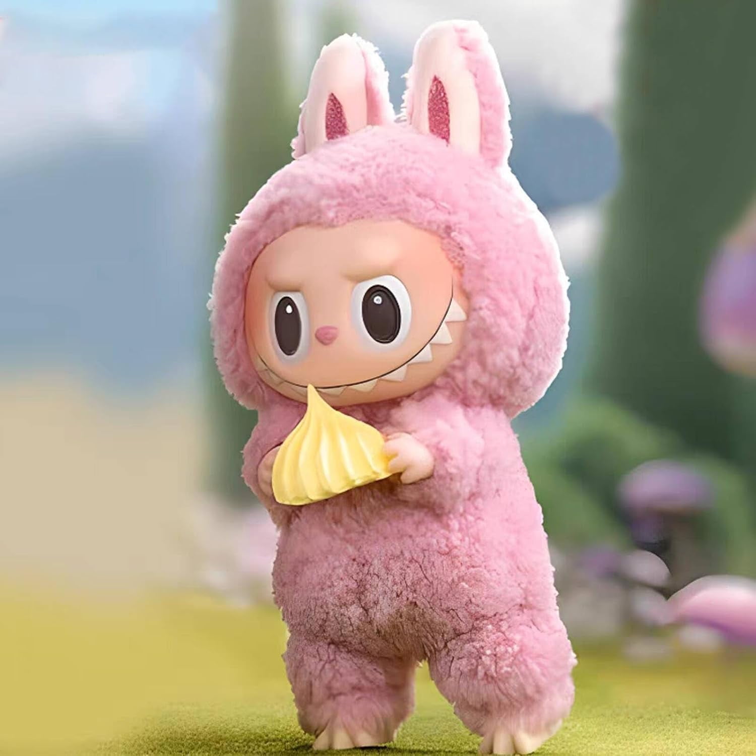 A-pink）Labubu Keychain Cute Plush Doll Pendant for Keys Bags