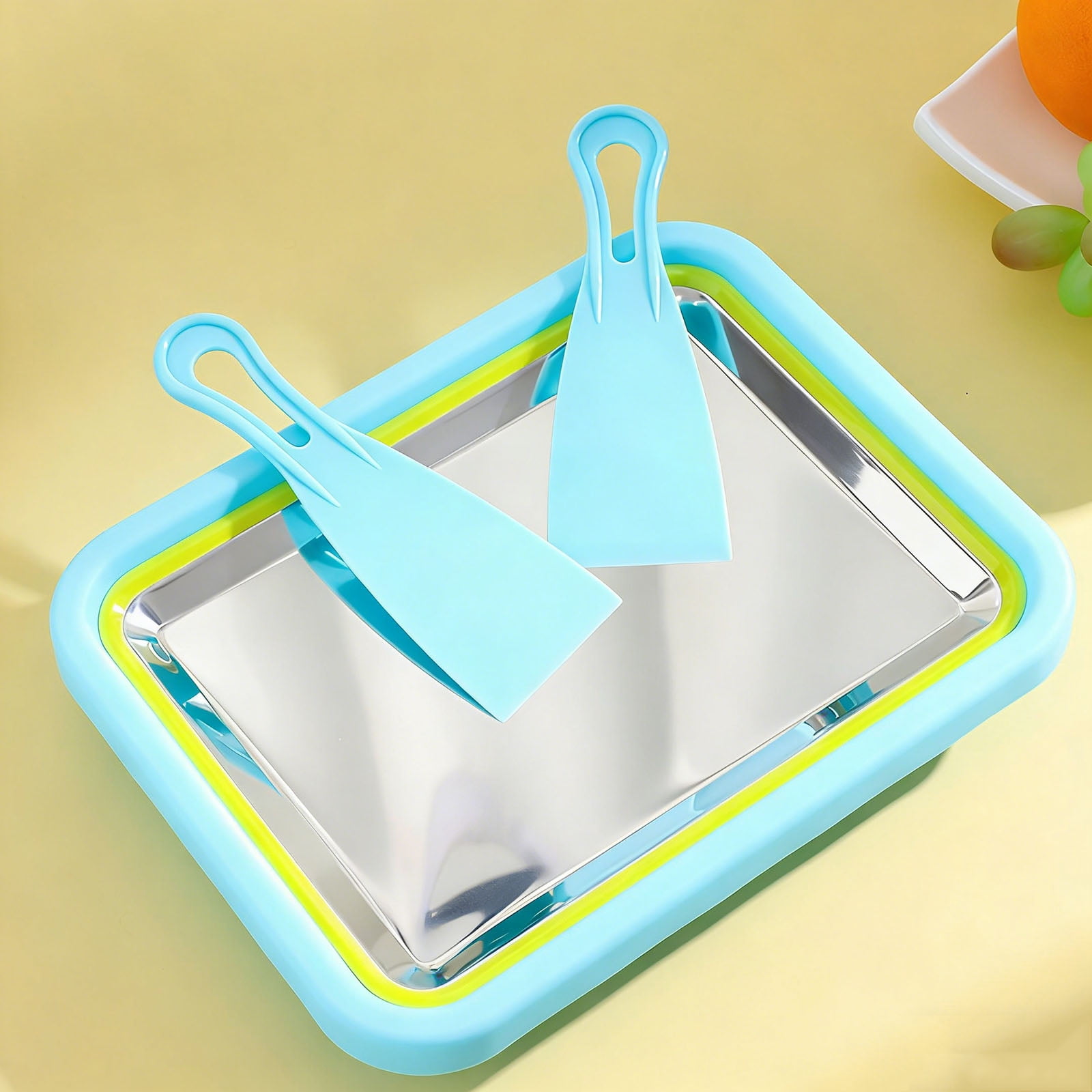 Rolled Ice Cream Maker - Freeze Plate with 2 Scrapers for Home Dessert Lovers and Party