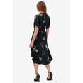 thumbnail image 2 of ellos Women's Plus Size Keyhole-Back Button-Front Shirtdress - 34, Black Floral Print, 2 of 5