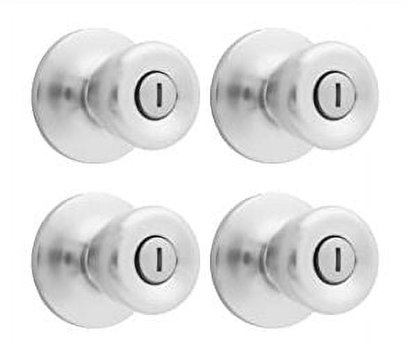 Atlas Tulip Privacy Door Knob Contractor Pack, Satin Nickel, Pack of 4