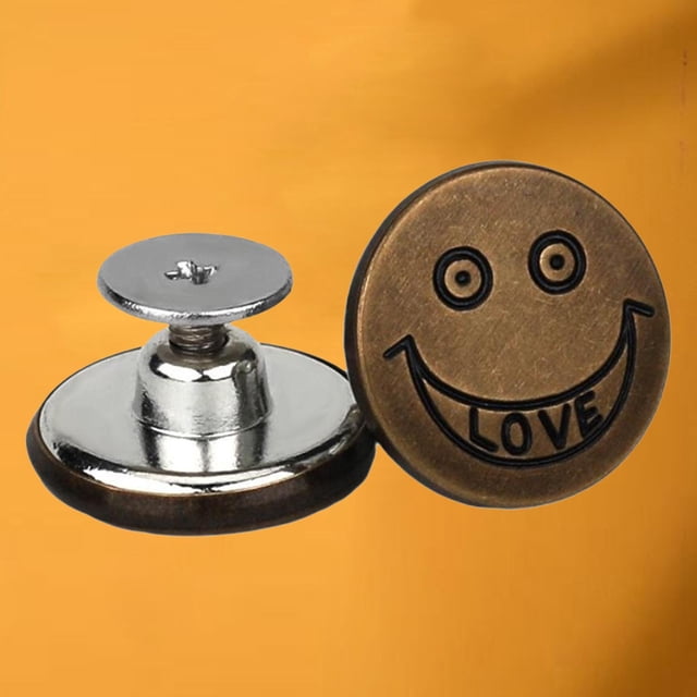 a Presión, Metálicos para Pantalone para Ropa, , Ajuste Perfecto, Botón de Ajuste, Automático, Reducción de Cintur Cara de sonrisa de bronce Macarena botón de jean