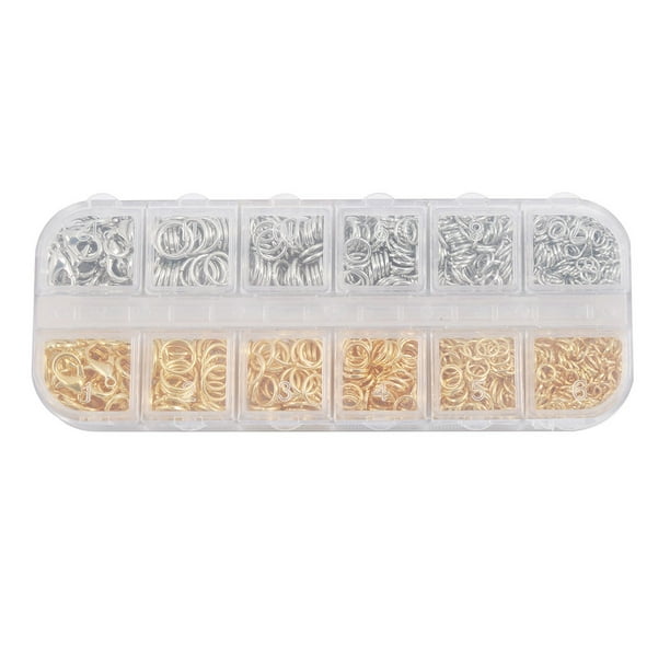 Billuyoard 1284 Unids/set Cierres Anti-óxido Reutilizable Anillos de Color Sólido Collares de Mujer Joyería Que Hace Encontrar Accesorios de Herramientas Artesanía Blanco y dorado Billuyoard HA062708-01