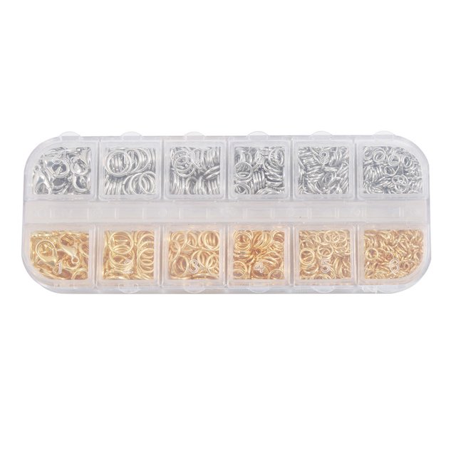 Billuyoard 1284 Unids/set Cierres Anti-óxido Reutilizable Anillos de Color Sólido Collares de Mujer Joyería Que Hace Encontrar Accesorios de Herramientas Artesanía Blanco y dorado Billuyoard HA062708-01