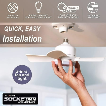 Socket Breeze Light 5-Speed Deluxe LED Ceiling Fan with Remote Control - 1000 Lumens / 5000 Kelvins for Bedroom, Kitchen, Living Room