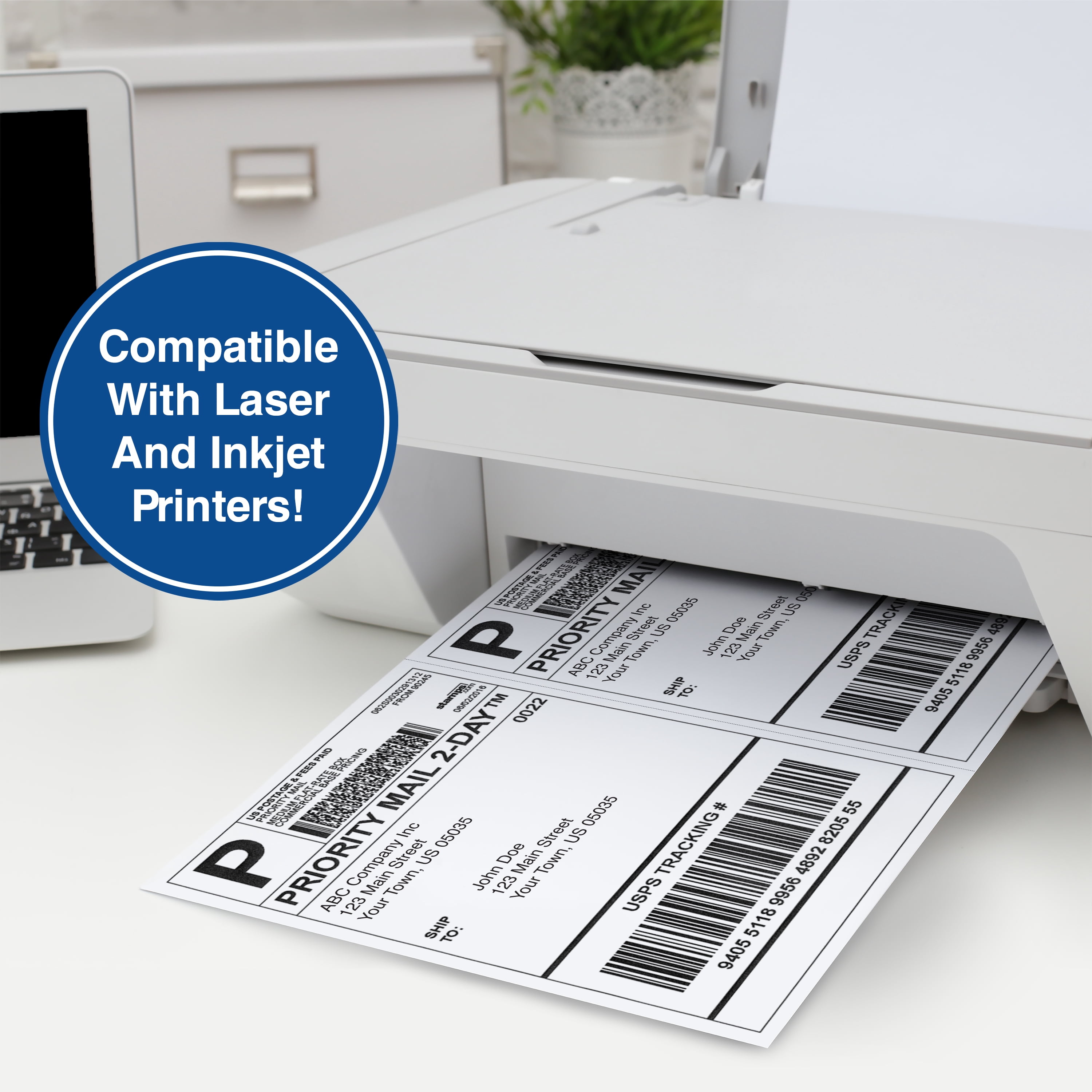 PrintWorks Professional Half Sheet Perforated Paper 8.5” x 11” - Perfect For W-2, 1099, & Statement Use - Made in the USA - 2500 Sheets - 20 lb -  Printer Compatible - White (04116C)