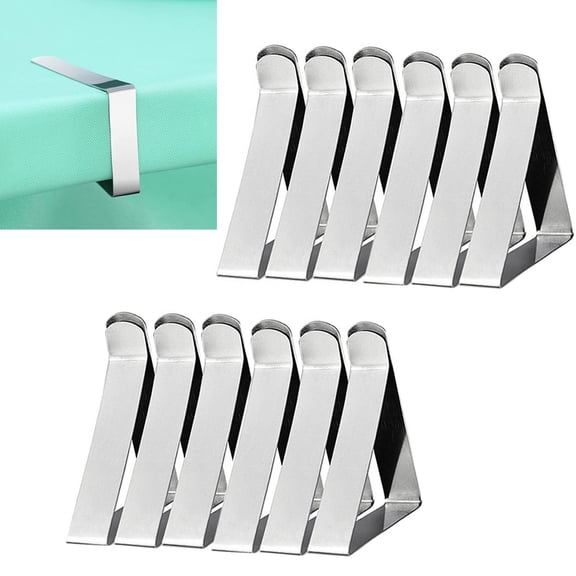 12 Pack Tablecloth Clips - Heavy Duty Picnic Table Clips, Triangle Stainless Steel Table Cloth Cover Clamps, Table Cloth Holders Ideal for Restaurant Picnics Marquees Weddings Graduation Party